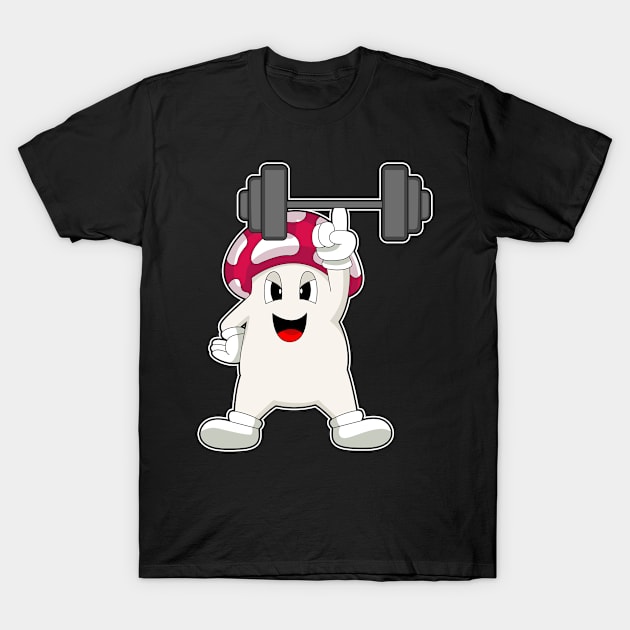 Mushroom Bodybuilding Dumbbell T-Shirt by Markus Schnabel